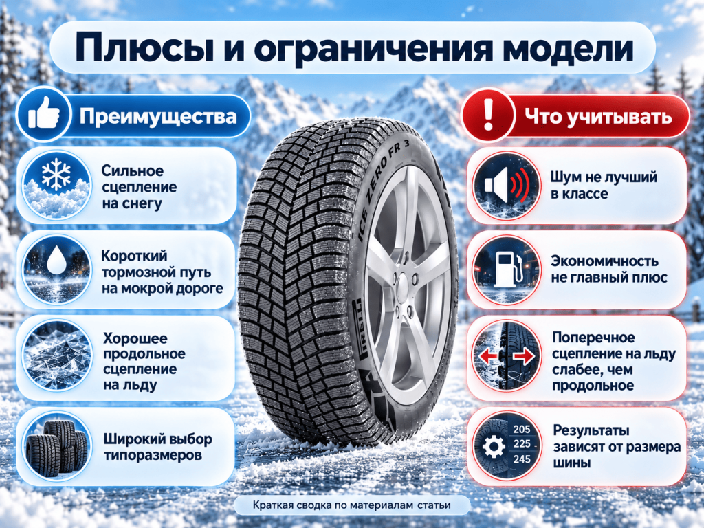 Плюсы и минусы Pirelli Ice Zero FR 3