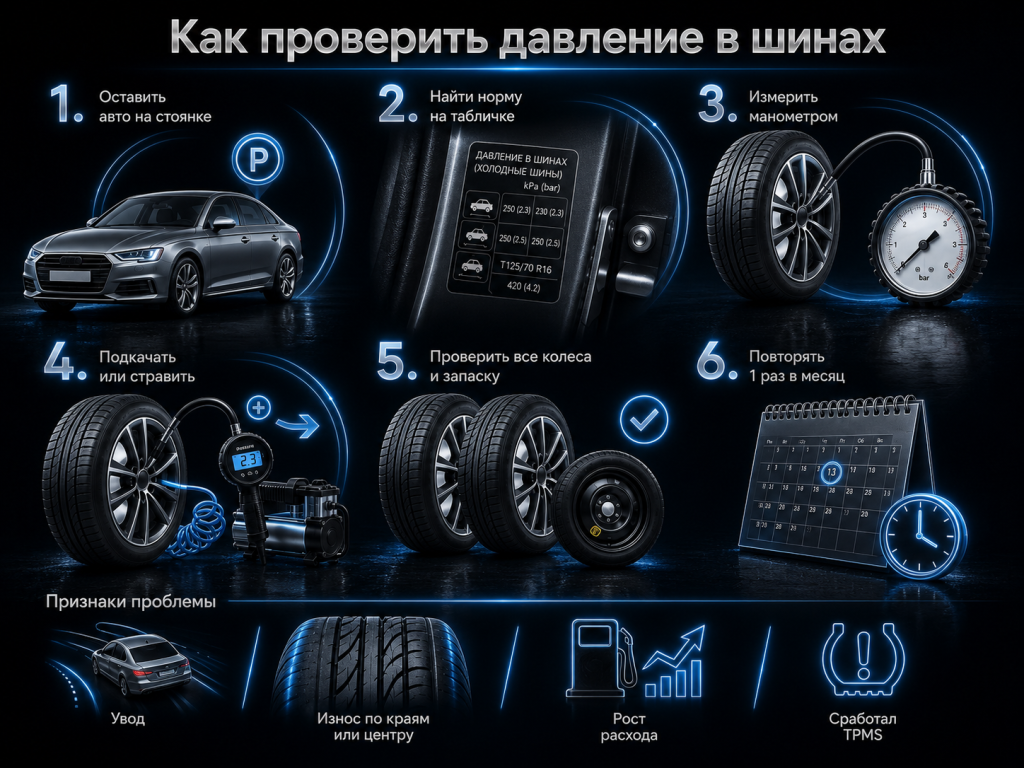 Как проверить давление в шинах