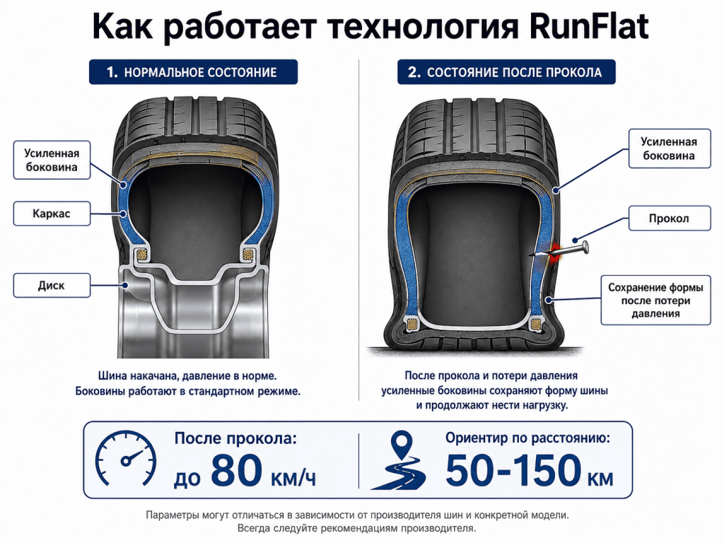 Как работает технология RunFlat