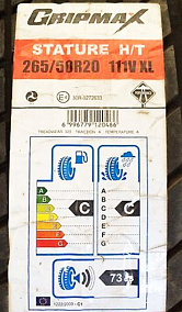 Gripmax Stature H/T 255/55R18 109W BSW